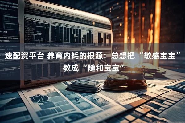 速配资平台 养育内耗的根源：总想把 “敏感宝宝” 教成 “随和宝宝”